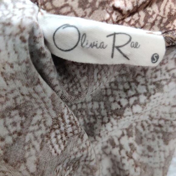 Olivia Rae S Brown Snake Print Mock Neck Top Edgy Y2K Grungecore Tee Fitted Chic - Picture 6 of 7